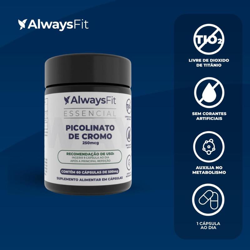 Picolinato de Cromo 250mcg - 60 Cápsulas - Always Fit