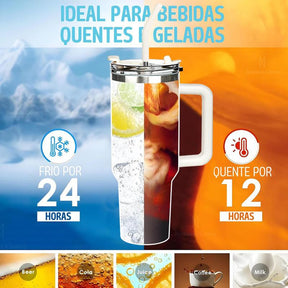 Garrafa Térmica Inoxidável com Tampa e Canudo - (Promo Esquenta Black Friday)