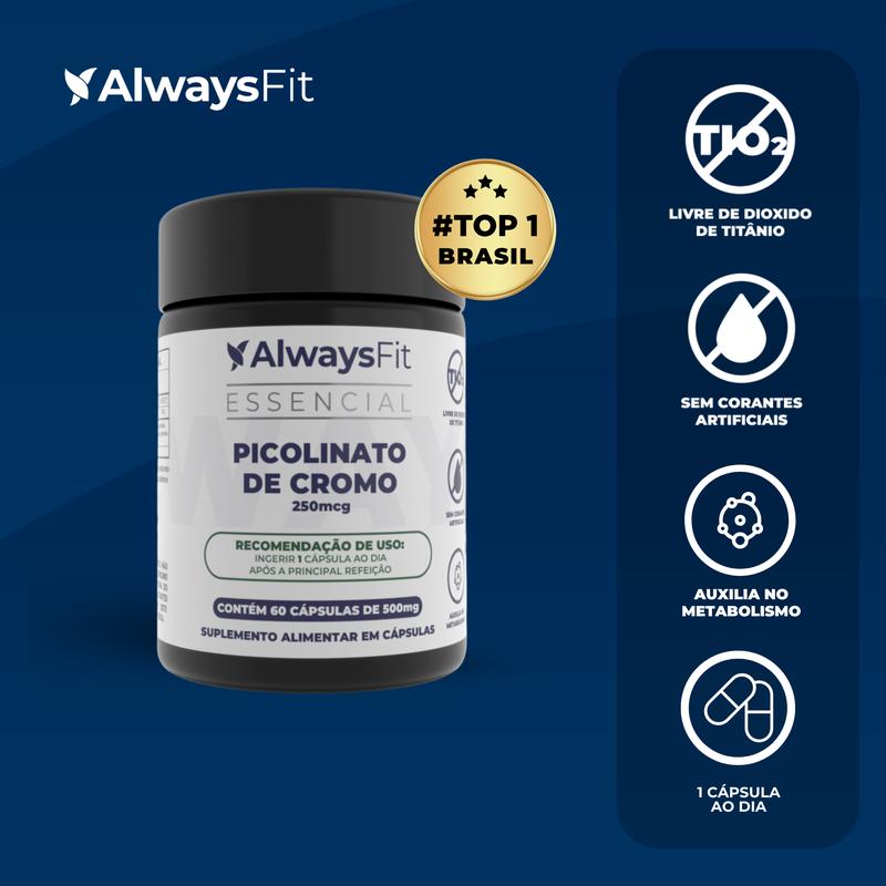 Picolinato de Cromo 250mcg - 60 Cápsulas - Always Fit