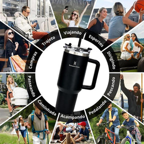 Garrafa Térmica Inoxidável com Tampa e Canudo - (Promo Esquenta Black Friday)